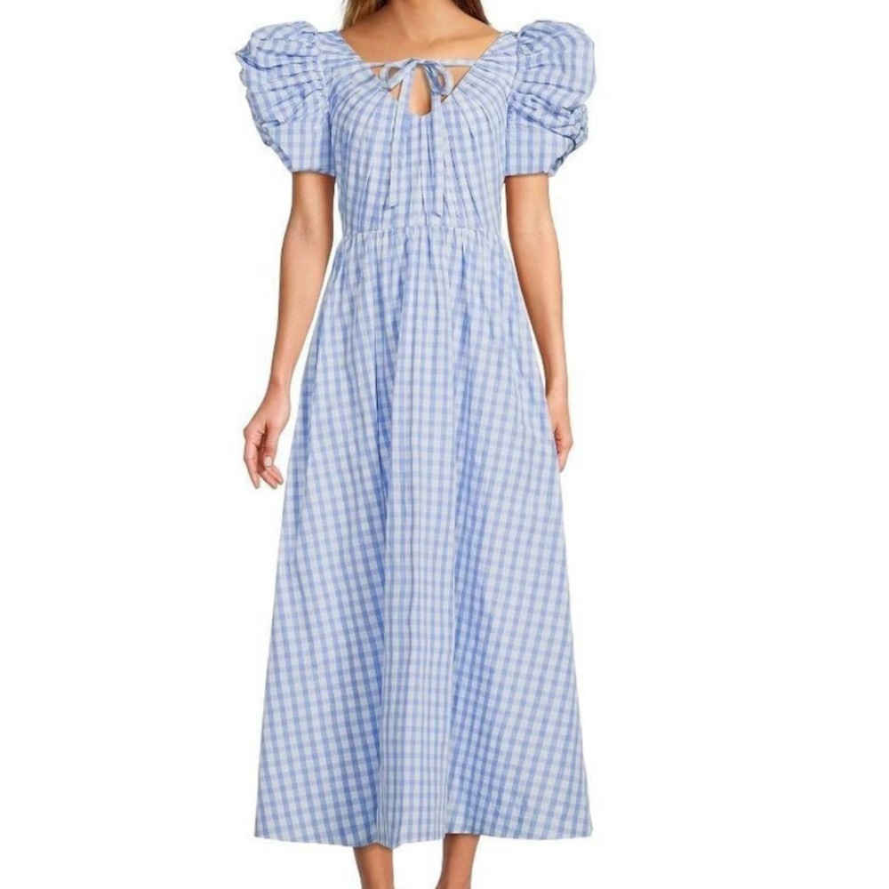 ANTONIO MELANI Blue Gingham Maxi Dress - Picture 2 of 4